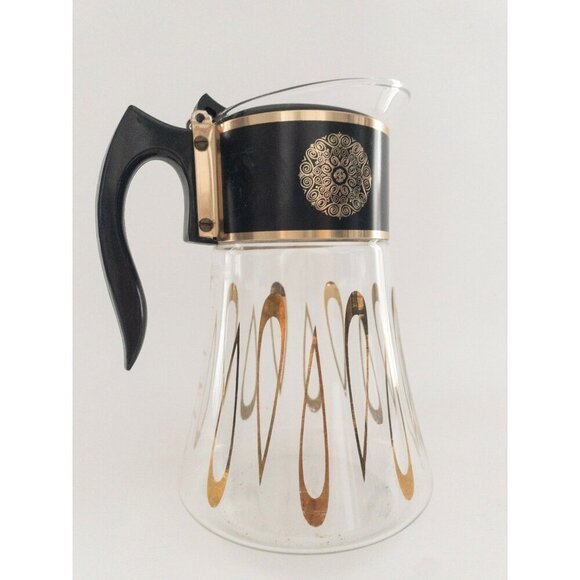 Vintage David Douglas Flameproof Glass Coffee Pot With Gold & Black Design 4 Cup - Picture 6 of 12